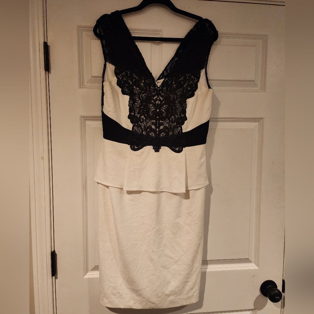 ANTONIO MELANI Black and White Lace Dress